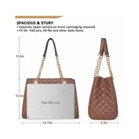 Montana West MEDIUM Chain Shoulder Bag Faux Soft Leather *flaw* - Picture 7 of 9